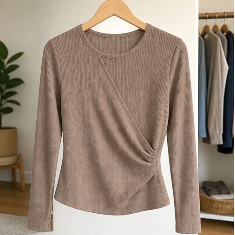 Taupe Pleated Blouse